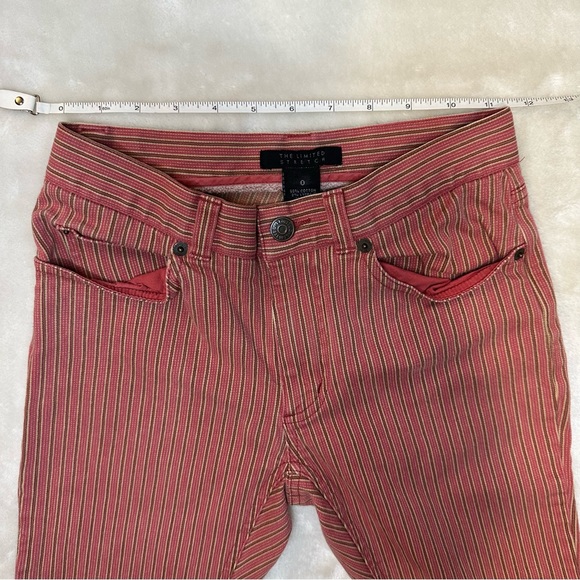 The Limited Vintage Pinstripe Red Straight Leg Jeans Size 0 - Picture 9 of 11